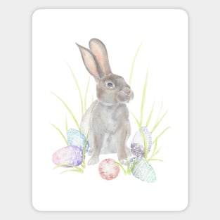 Easter Bunny with Pastel Eggs Magnet